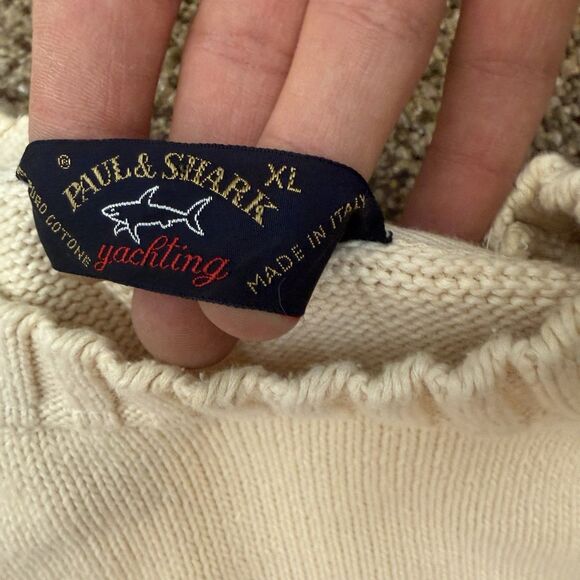 Paul & Shark Yachting Cream Embroidered Pullover Sweater Men’s Size XL Boating - Picture 5 of 14